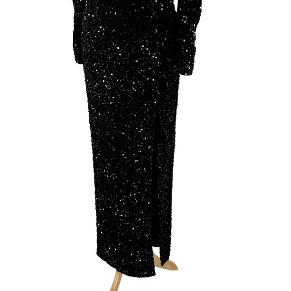 Fashion Nova One and Only Sequin Velvet Gown in Black Size Large NWOT - Picture 4 of 16